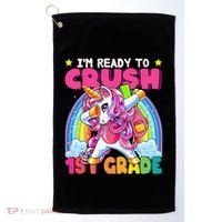 Crush 1st Grade Dabbing Unicorn Back To School Gift Golf Towel thumb 0