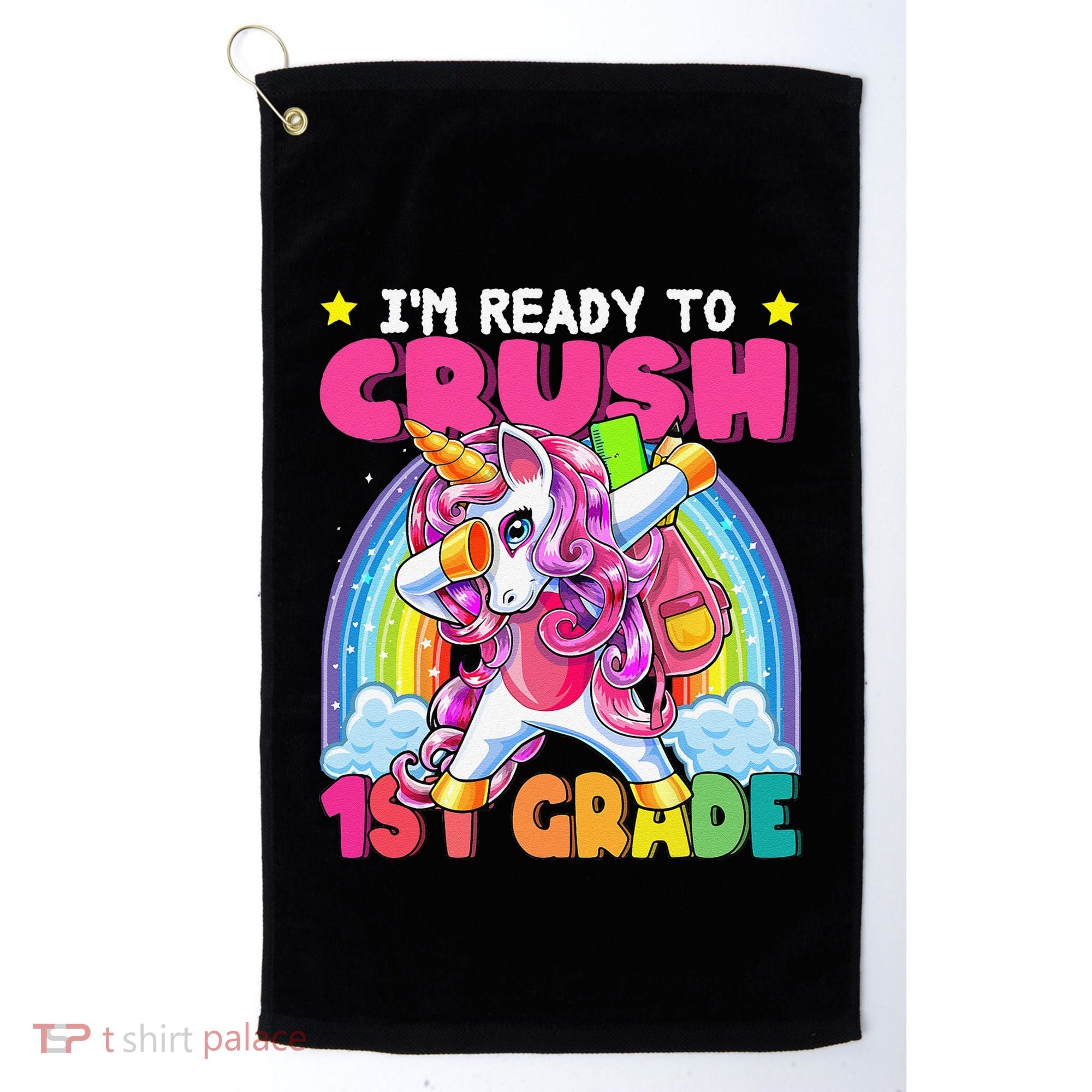 Crush 1st Grade Dabbing Unicorn Back To School Gift Golf Towel