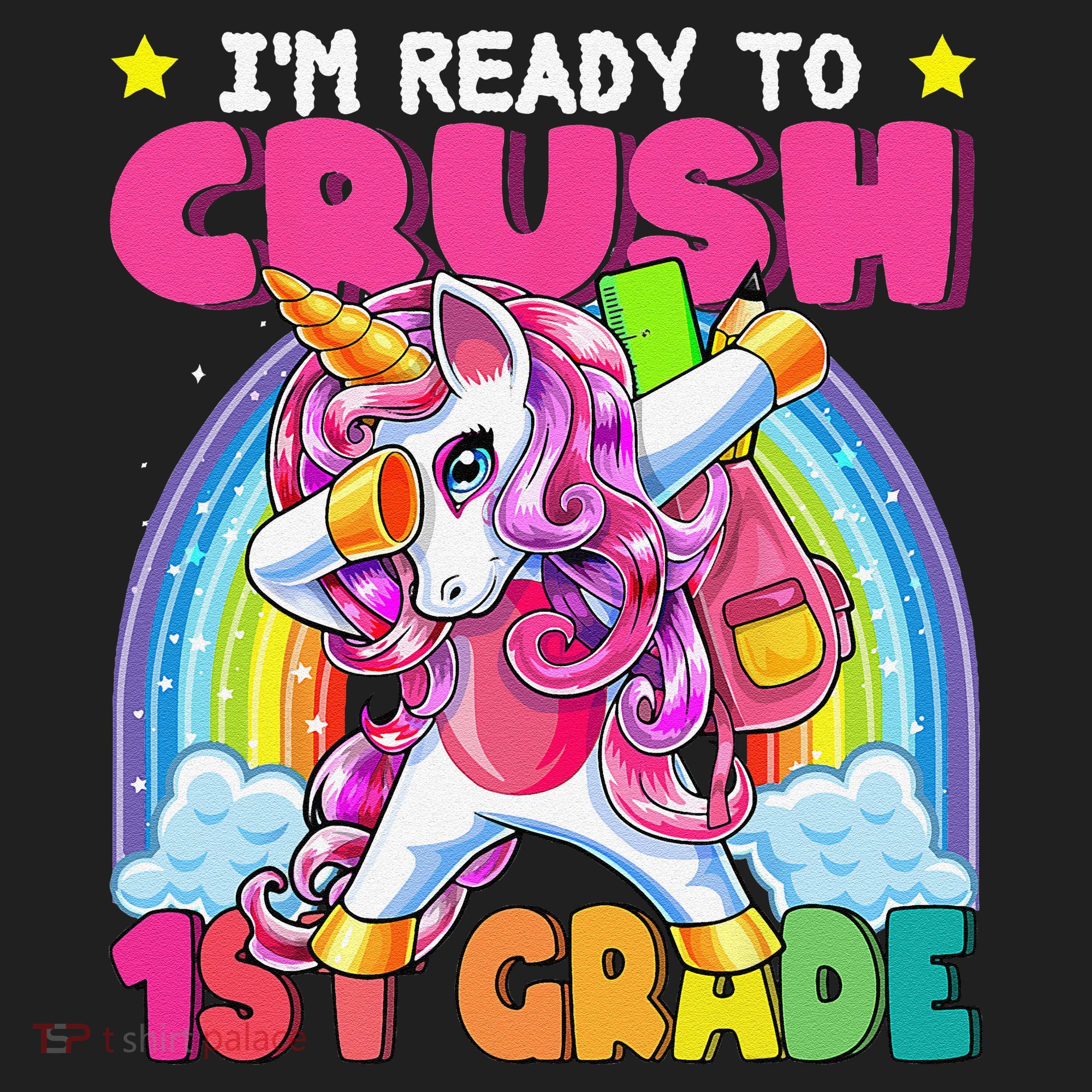Crush 1st Grade Dabbing Unicorn Back To School Gift Golf Towel