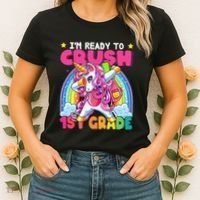 Crush 1st Grade Dabbing Unicorn Back To School Gift Women's T-Shirt thumb 2