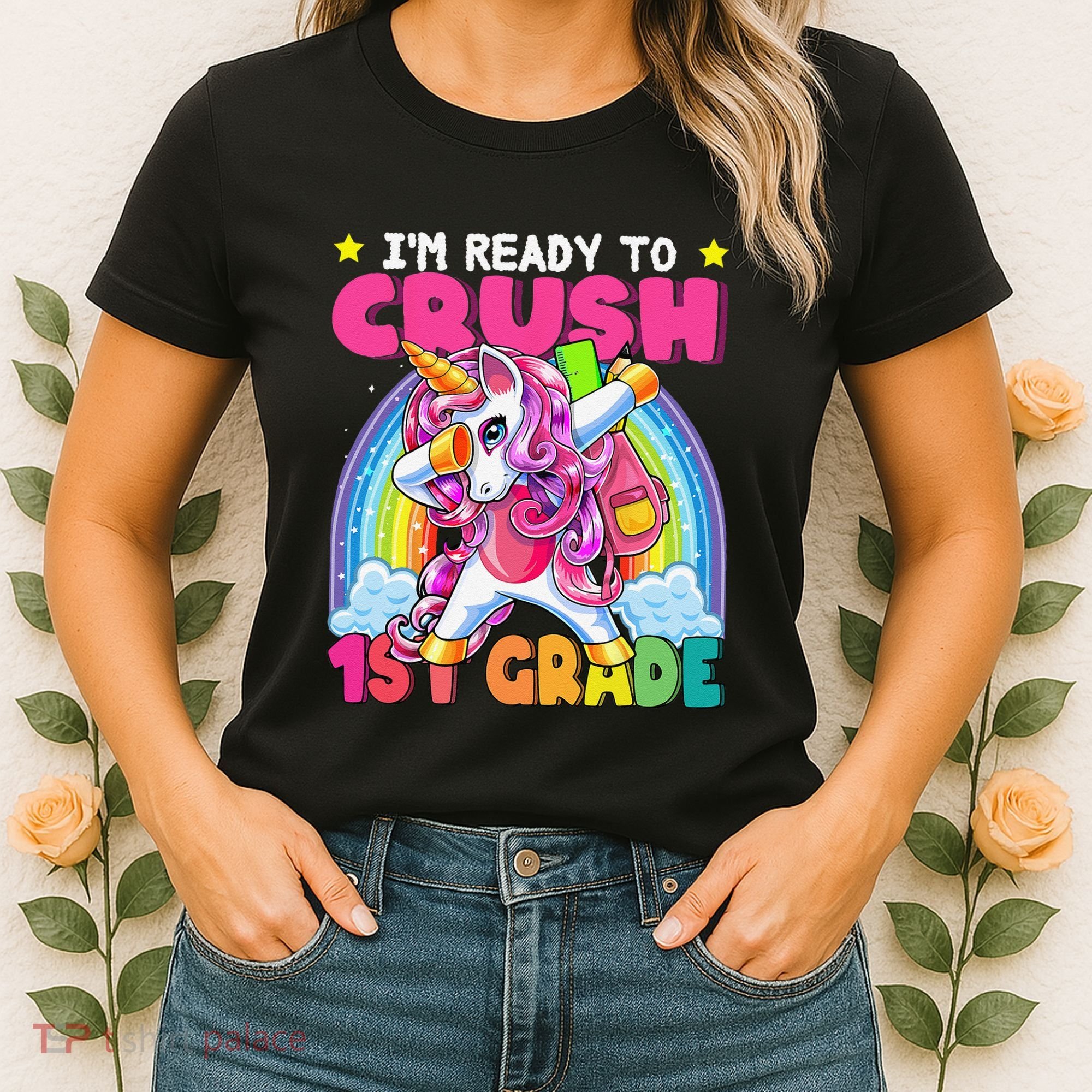 Crush 1st Grade Dabbing Unicorn Back To School Gift Women's T-Shirt