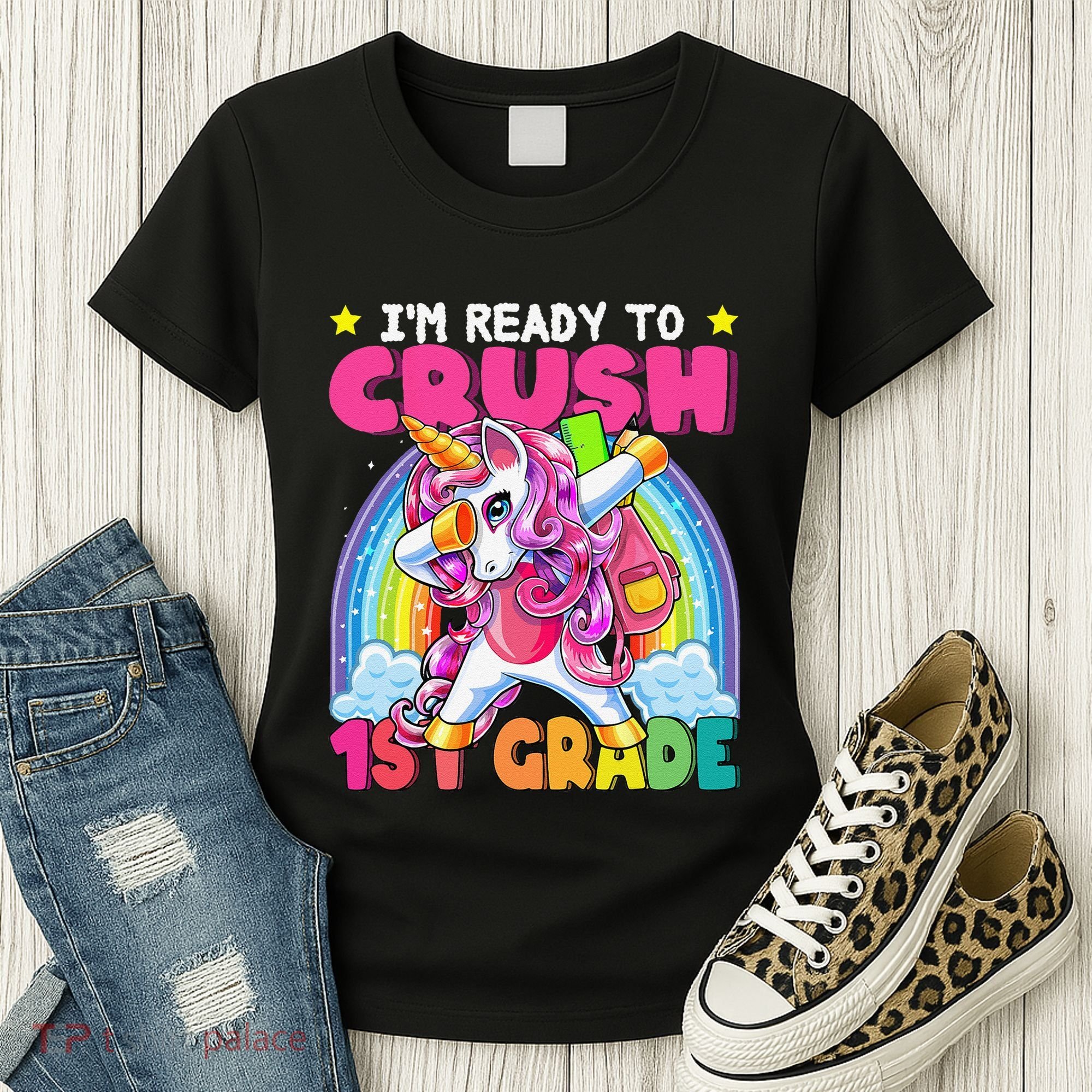 Crush 1st Grade Dabbing Unicorn Back To School Gift Women's T-Shirt