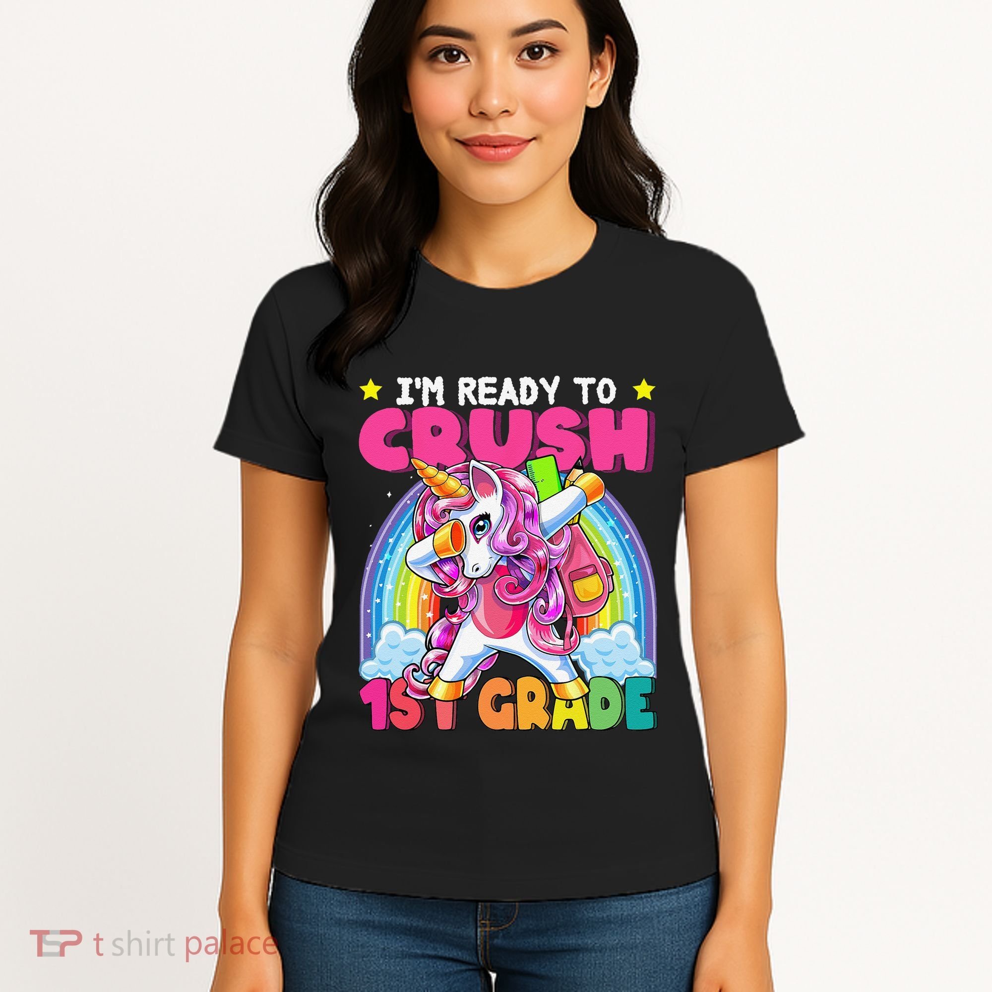 Crush 1st Grade Dabbing Unicorn Back To School Gift Women's T-Shirt