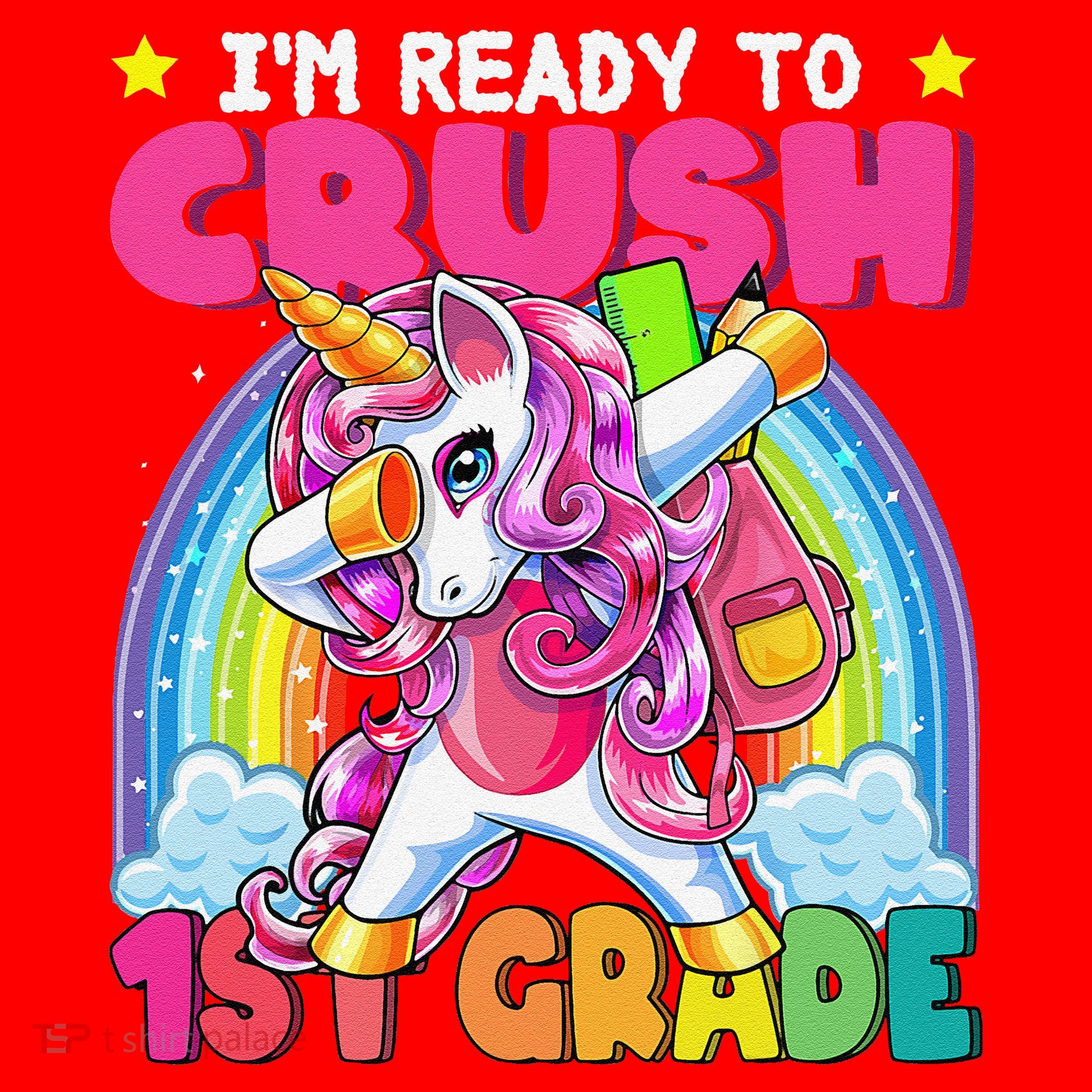 Crush 1st Grade Dabbing Unicorn Back To School Gift Santa Hat