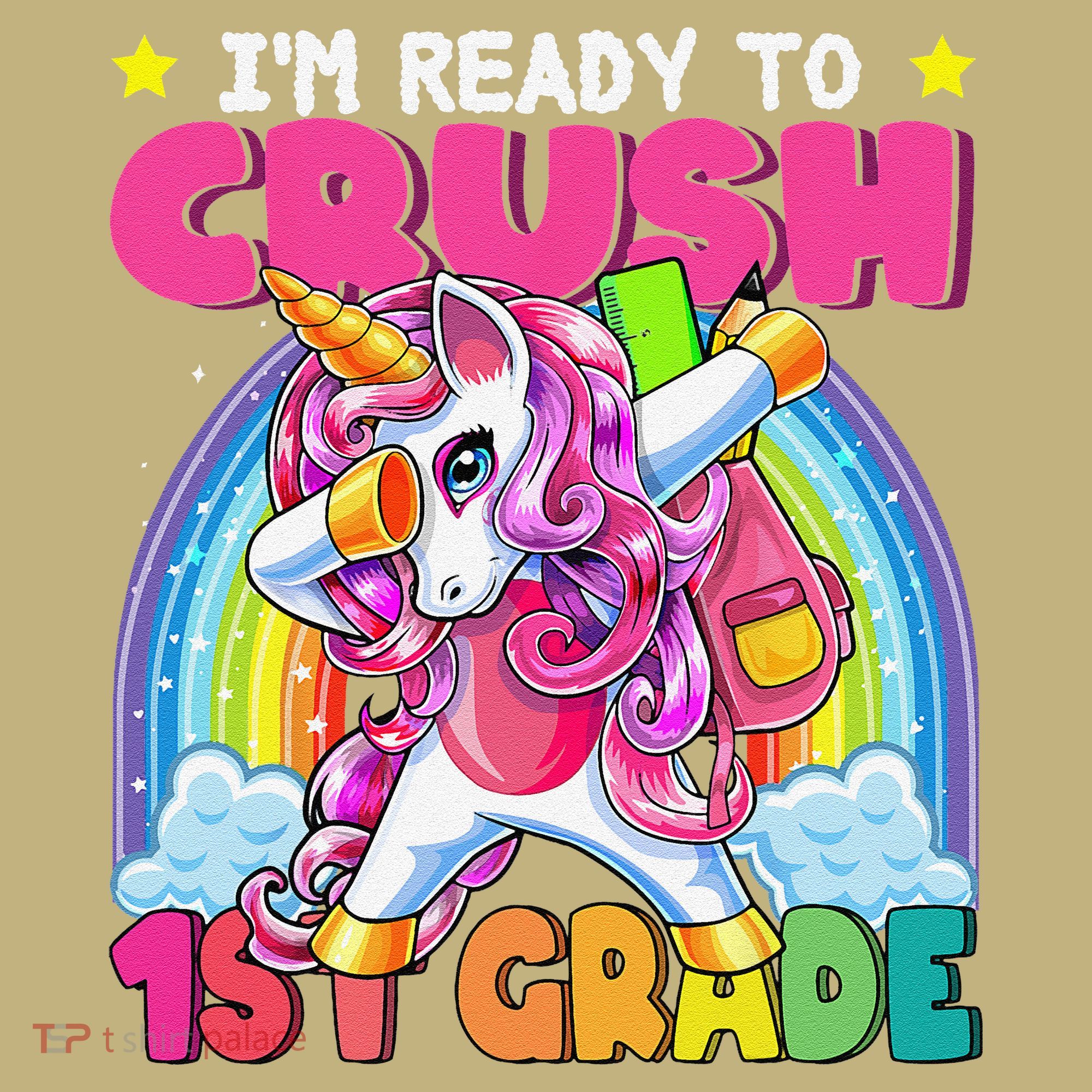 Crush 1st Grade Dabbing Unicorn Back To School Gift Long Sleeve Shirt