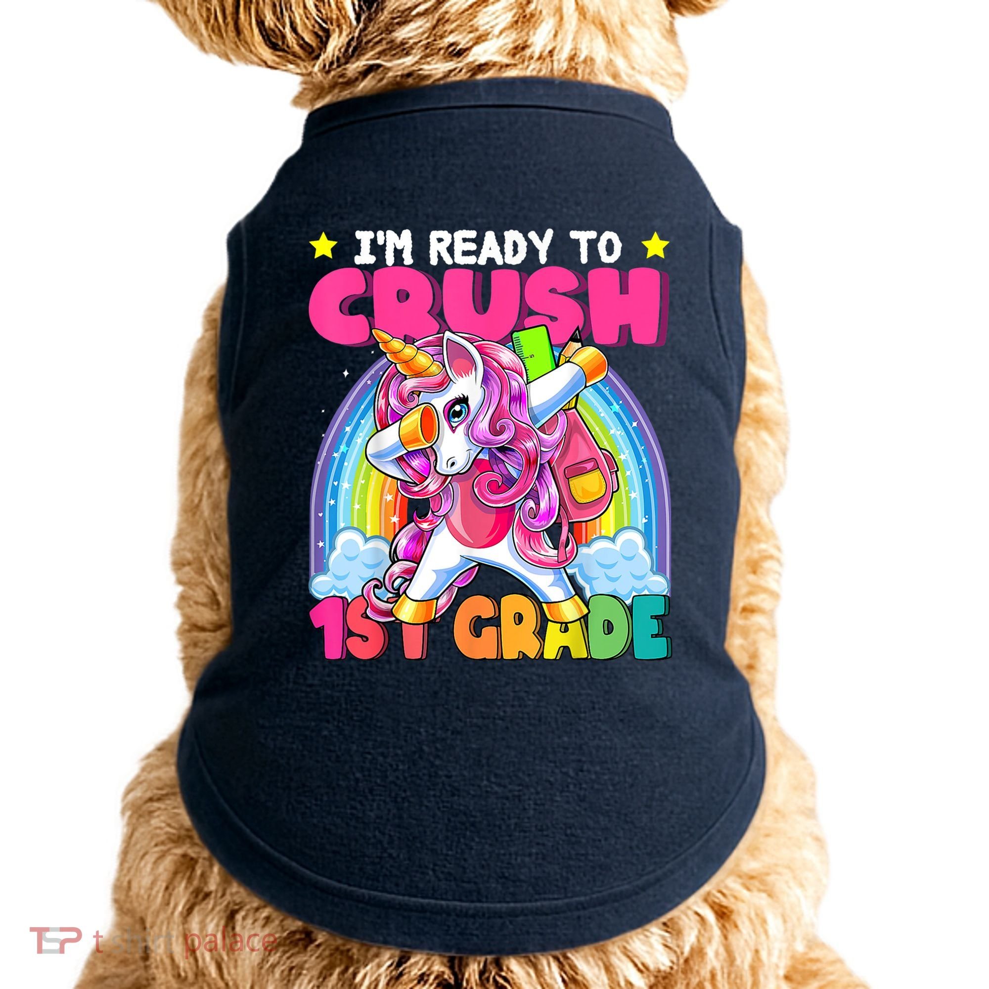 Crush 1st Grade Dabbing Unicorn Back To School Girl Gift Doggie Tank