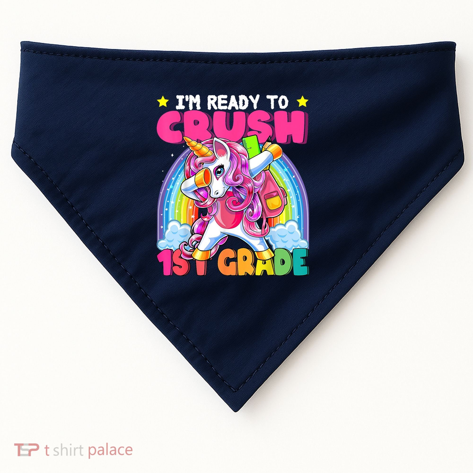 Crush 1st Grade Dabbing Unicorn Back To School Girl Gift USA-Made Doggie Bandana