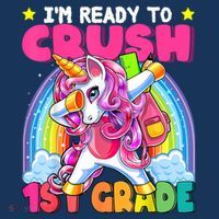 Crush 1st Grade Dabbing Unicorn Back To School Girl Gift Long Sleeve Shirt thumb 2