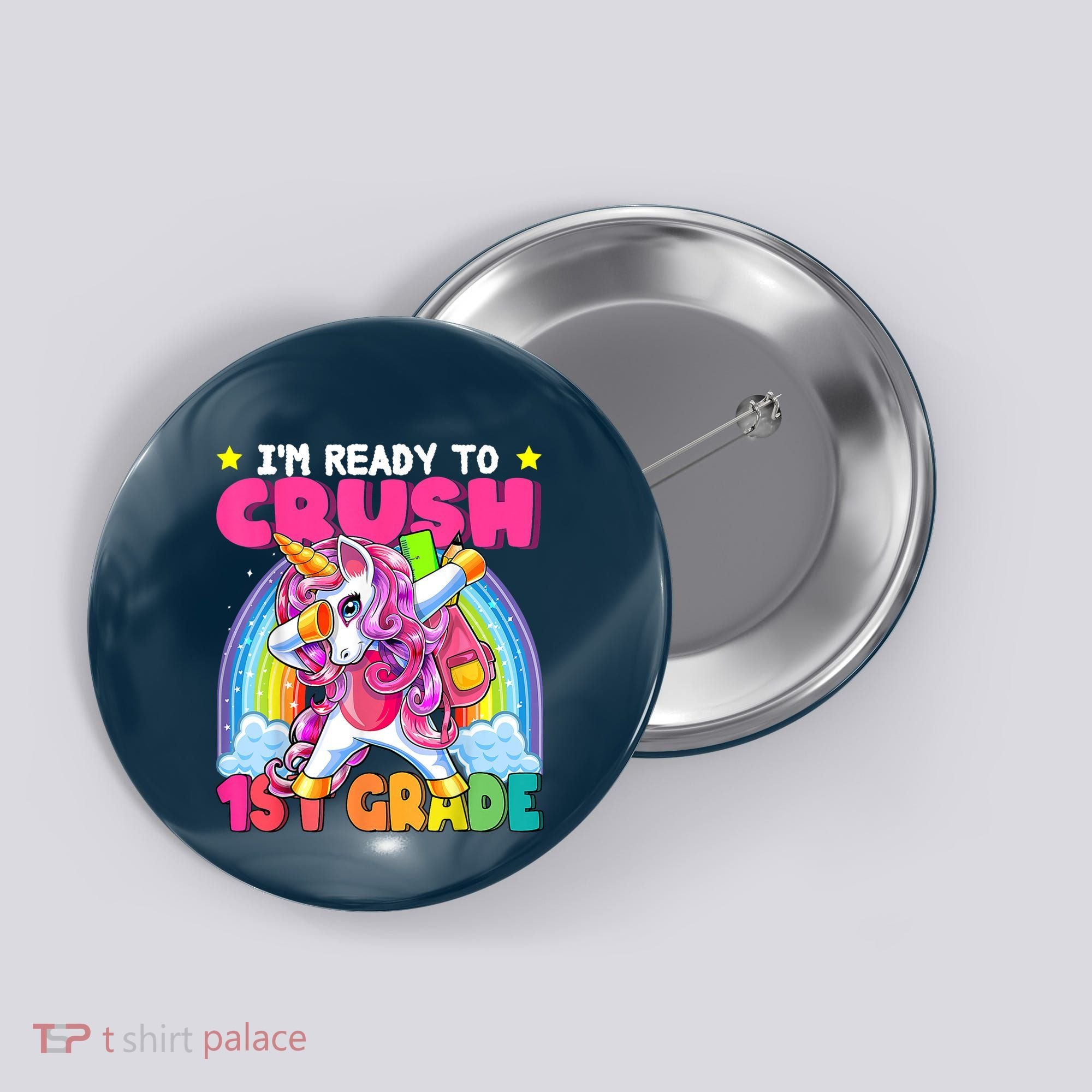 Crush 1st Grade Dabbing Unicorn Back To School Girl Gift Button