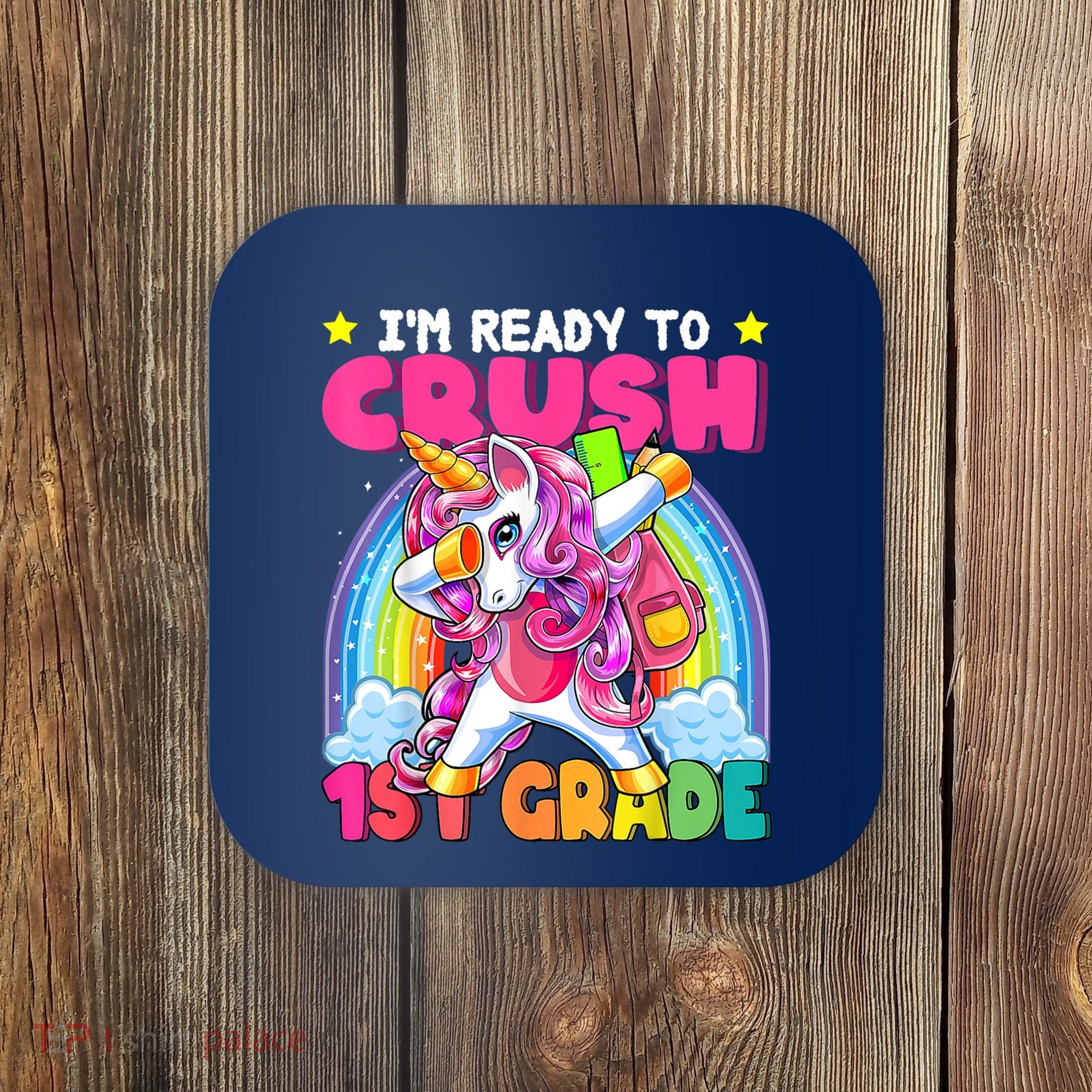 Crush 1st Grade Dabbing Unicorn Back To School Girl Gift Coaster