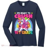 Crush 1st Grade Dabbing Unicorn Back To School Girl Gift Women's Long Sleeve Shirt thumb 0