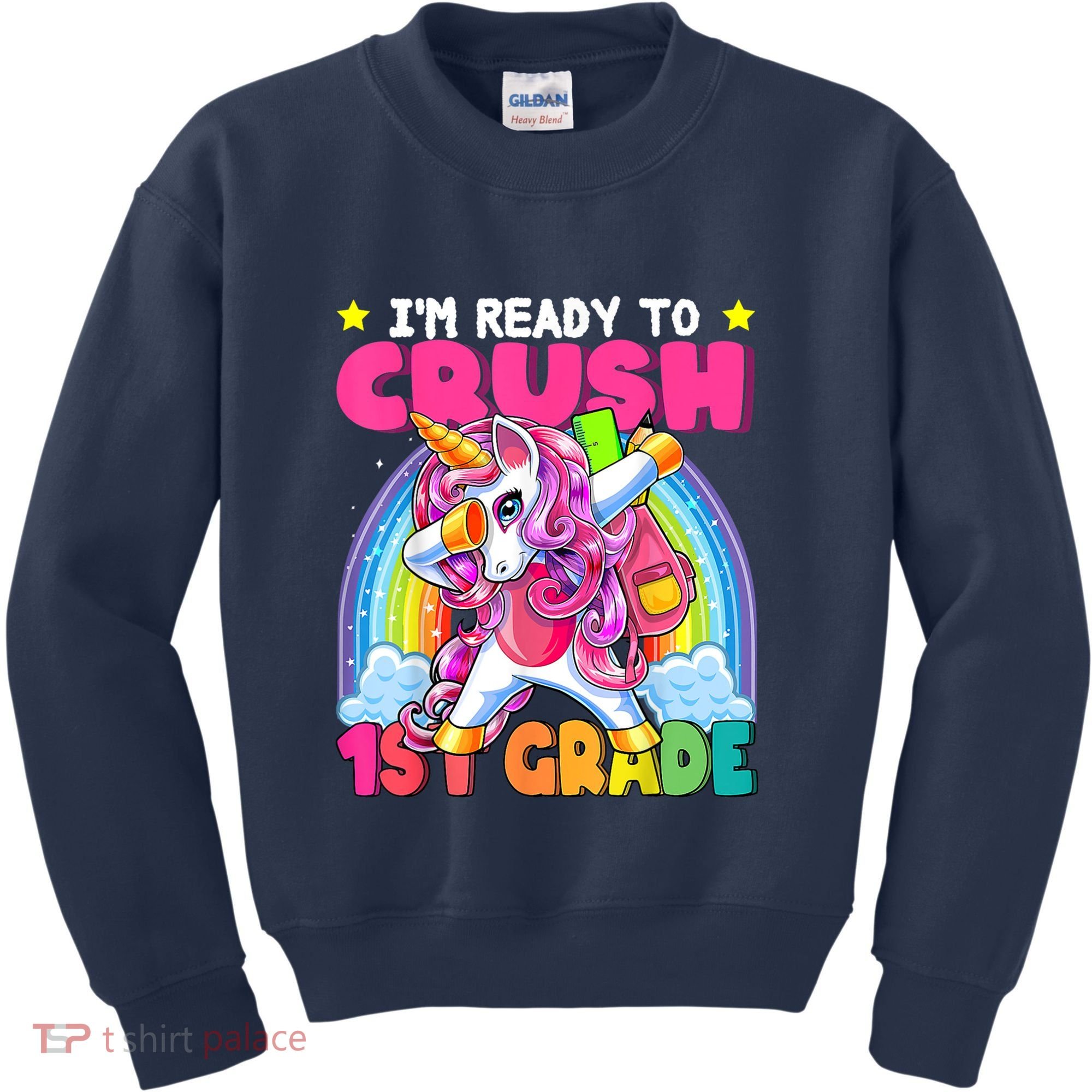 Crush 1st Grade Dabbing Unicorn Back To School Girl Gift Kids Sweatshirt