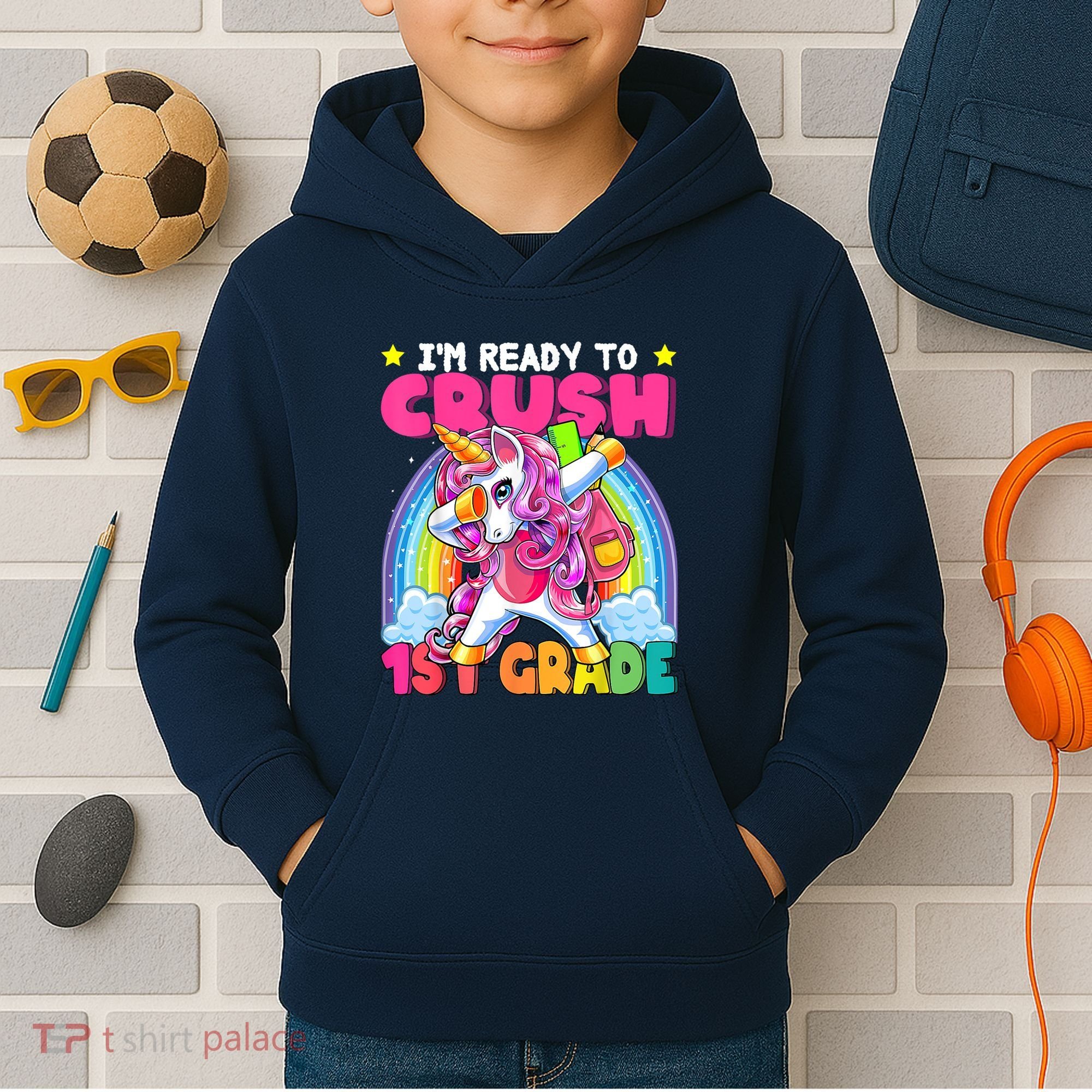 Crush 1st Grade Dabbing Unicorn Back To School Girl Gift Kids Hoodie
