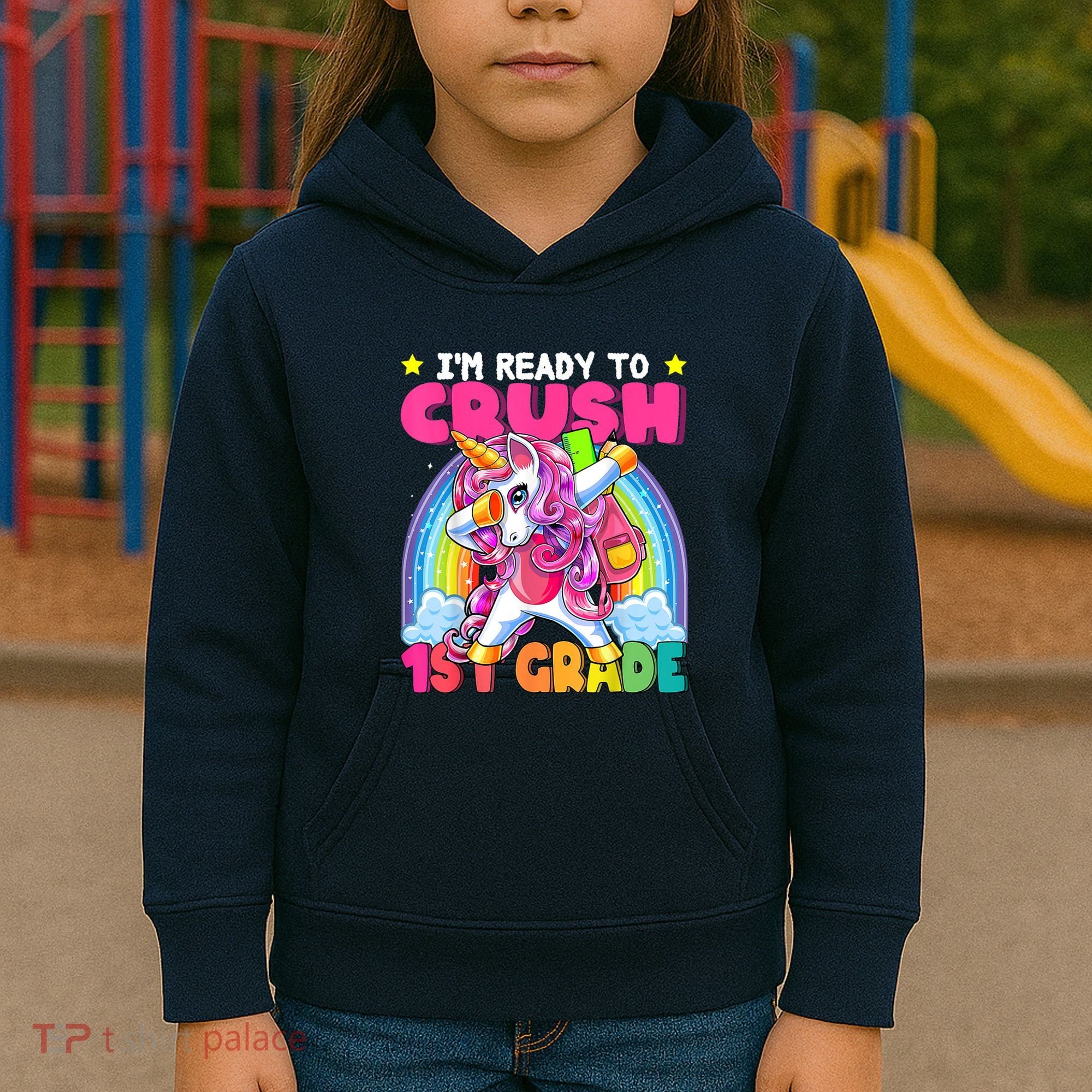 Crush 1st Grade Dabbing Unicorn Back To School Girl Gift Kids Hoodie
