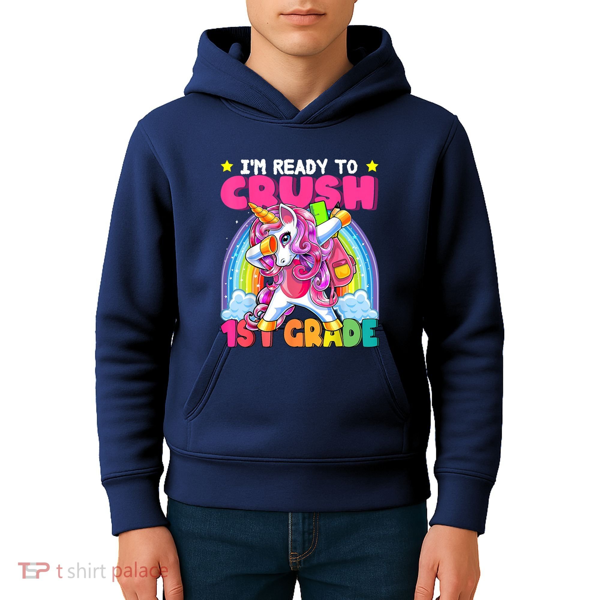 Crush 1st Grade Dabbing Unicorn Back To School Girl Gift Kids Hoodie
