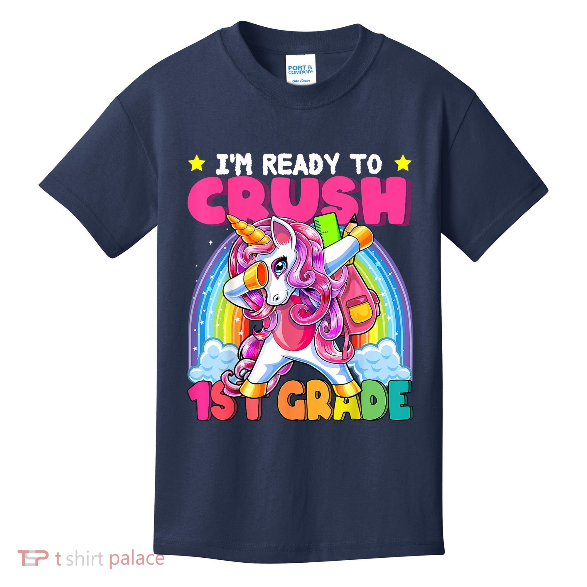 Crush 1st Grade Dabbing Unicorn Back To School Girl Gift Kids T-Shirt