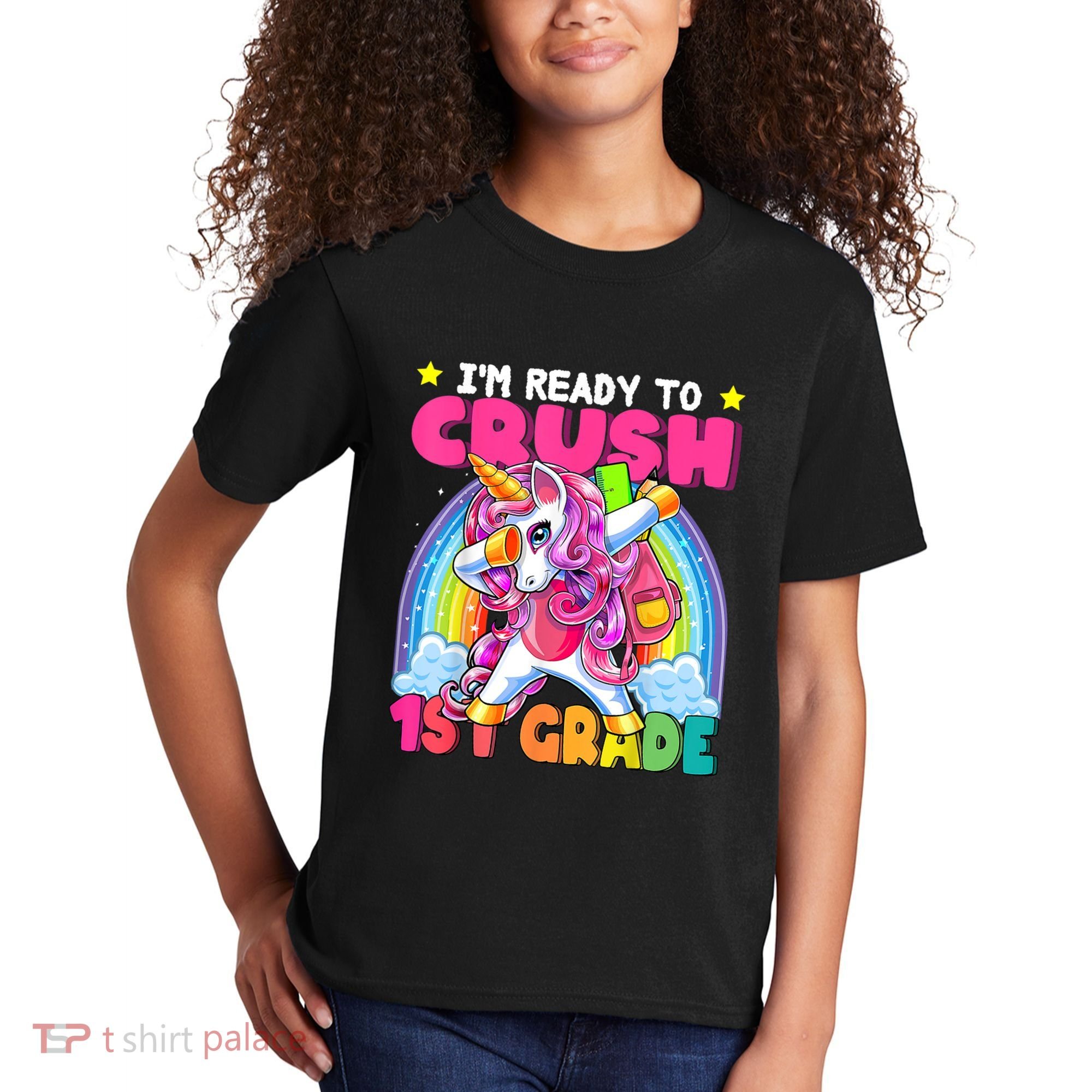 Crush 1st Grade Dabbing Unicorn Back To School Girl Gift Kids T-Shirt