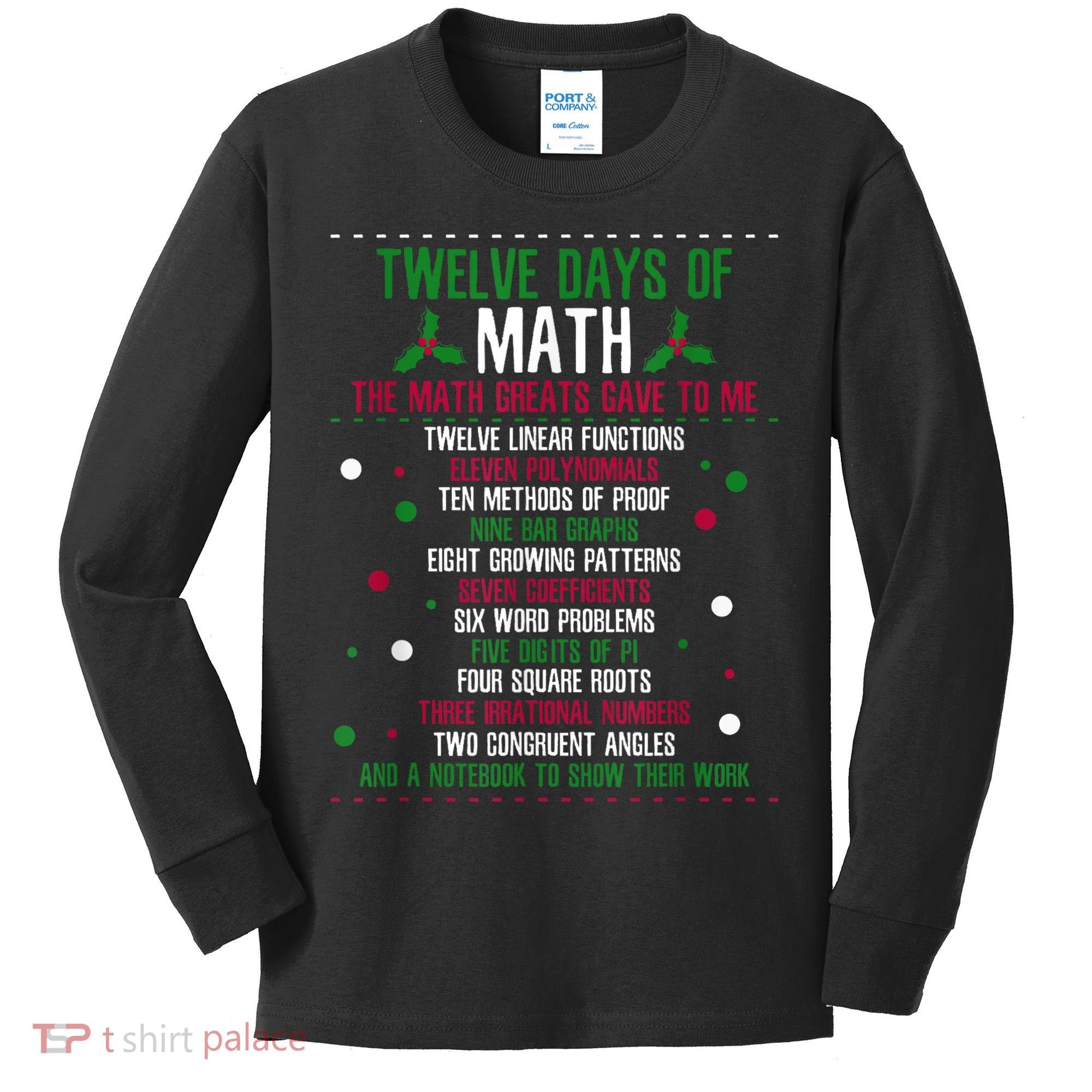 Christmas 12days Of Math Kids Long Sleeve Shirt