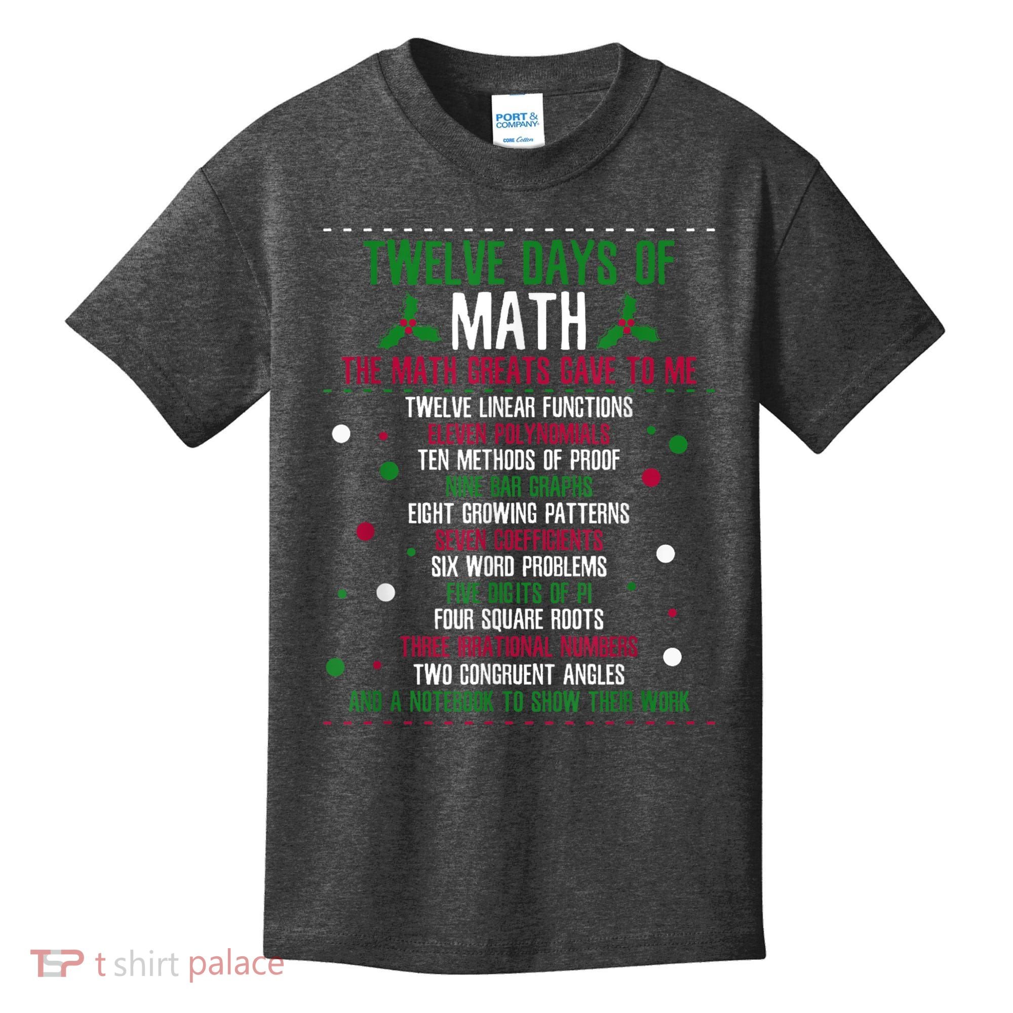 Christmas 12days Of Math Kids T-Shirt