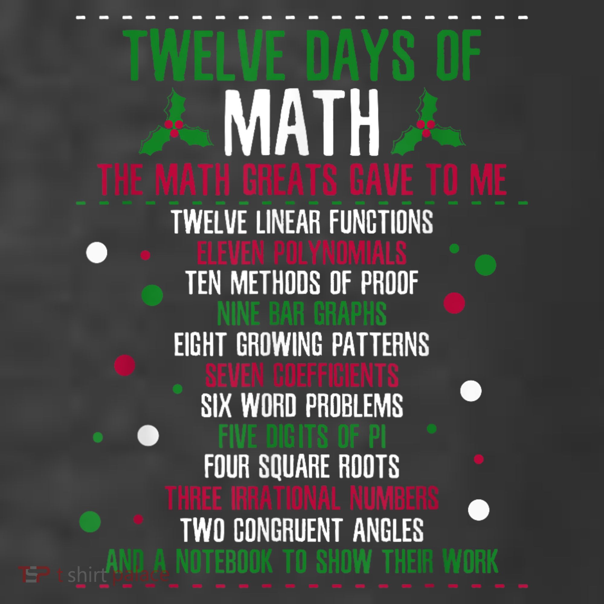 Christmas 12days Of Math Kids T-Shirt