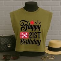Celebrate 21st Birthday Milestone Graphic Garment-Dyed Women's Muscle Tee thumb 3