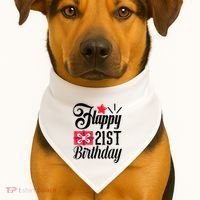 Celebrate 21st Birthday Milestone Graphic USA-Made Doggie Bandana thumb 1