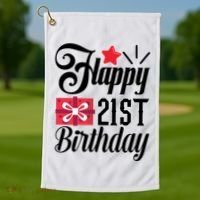Celebrate 21st Birthday Milestone Graphic Golf Towel thumb 1