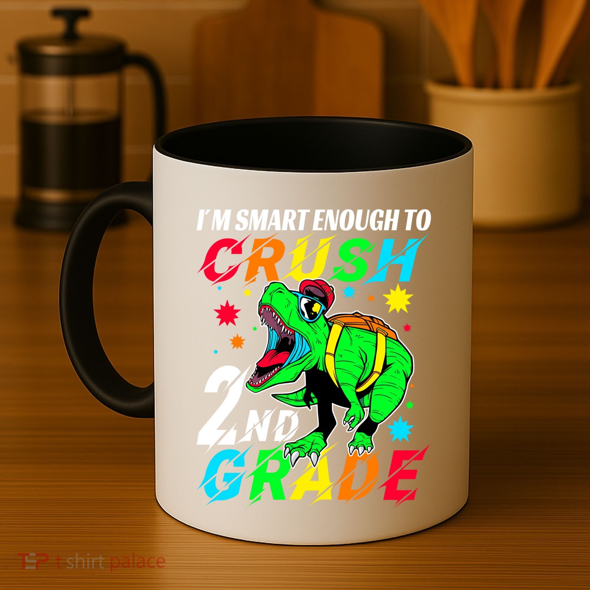 Crush 2Nd Grade Smart Dinosaur First Day Of Second Grade Cool Gift Coffee Mug