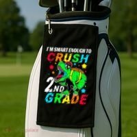 Crush 2Nd Grade Smart Dinosaur First Day Of Second Grade Cool Gift Golf Towel thumb 2