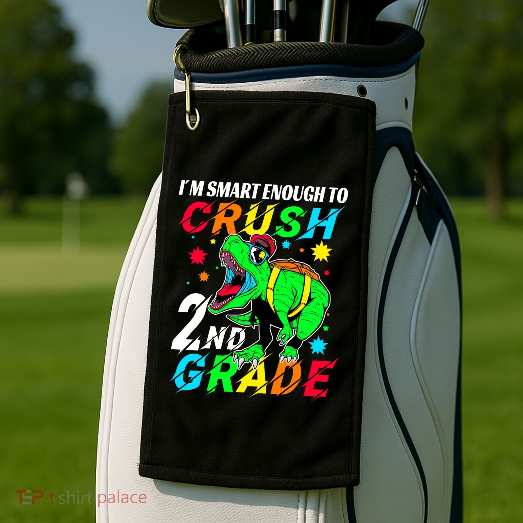 Crush 2Nd Grade Smart Dinosaur First Day Of Second Grade Cool Gift Golf Towel