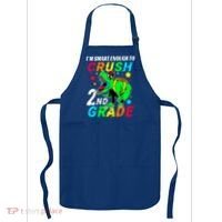 Crush 2Nd Grade Smart Dinosaur First Day Of Second Grade Cool Gift Apron thumb 0