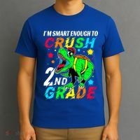 Crush 2Nd Grade Smart Dinosaur First Day Of Second Grade Cool Gift T-Shirt thumb 3