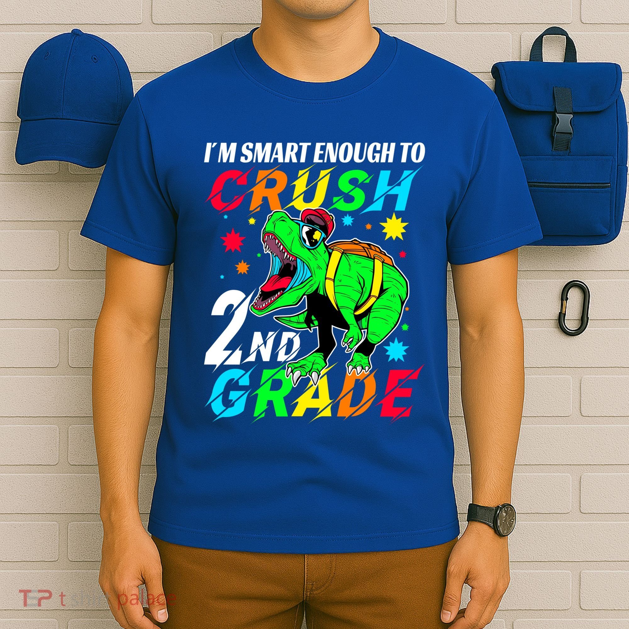 Crush 2Nd Grade Smart Dinosaur First Day Of Second Grade Cool Gift T-Shirt