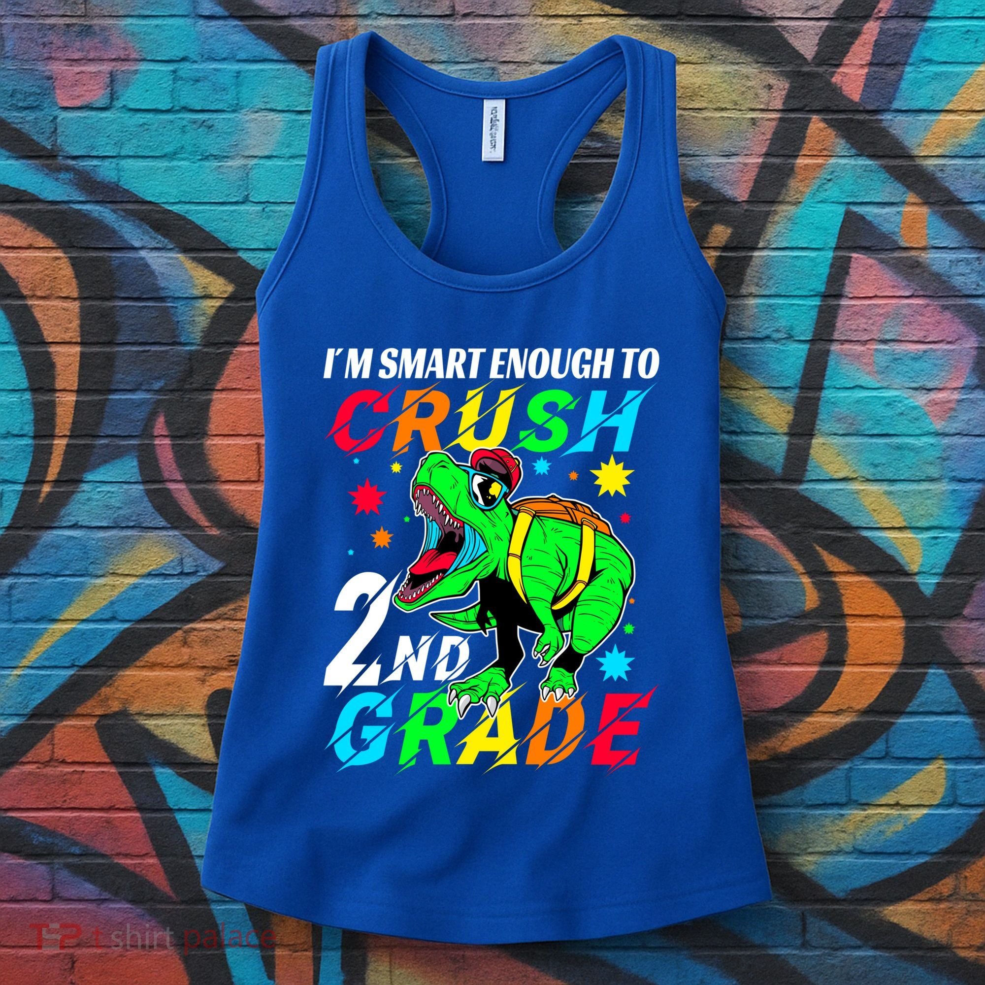 Crush 2Nd Grade Smart Dinosaur First Day Of Second Grade Cool Gift Women's Tank Top