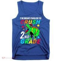 Crush 2Nd Grade Smart Dinosaur First Day Of Second Grade Cool Gift Tank Top thumb 0