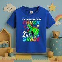 Crush 2Nd Grade Smart Dinosaur First Day Of Second Grade Cool Gift Toddler T-Shirt thumb 3