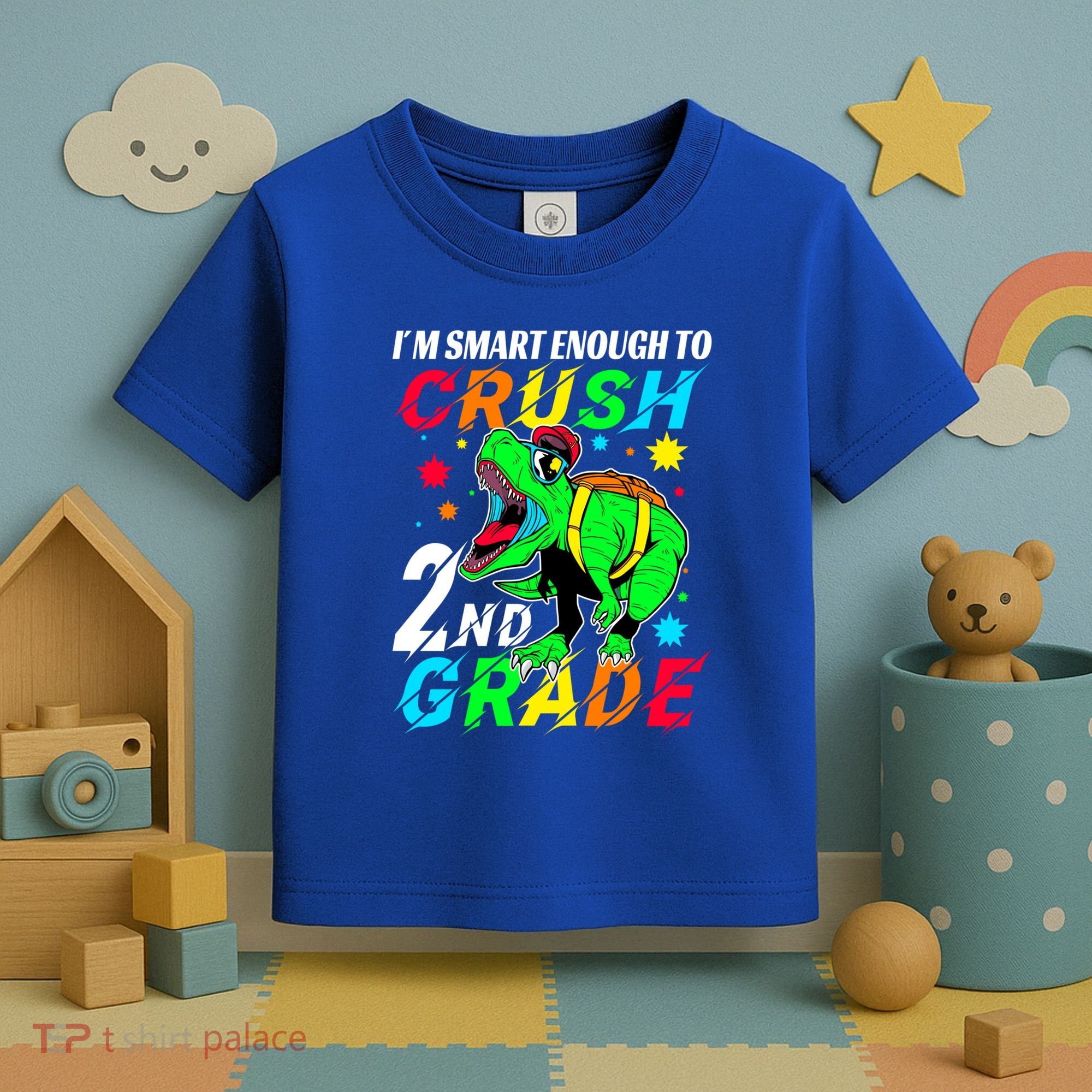 Crush 2Nd Grade Smart Dinosaur First Day Of Second Grade Cool Gift Toddler T-Shirt