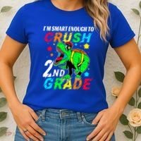 Crush 2Nd Grade Smart Dinosaur First Day Of Second Grade Cool Gift Women's T-Shirt thumb 2