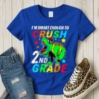 Crush 2Nd Grade Smart Dinosaur First Day Of Second Grade Cool Gift Women's T-Shirt thumb 3