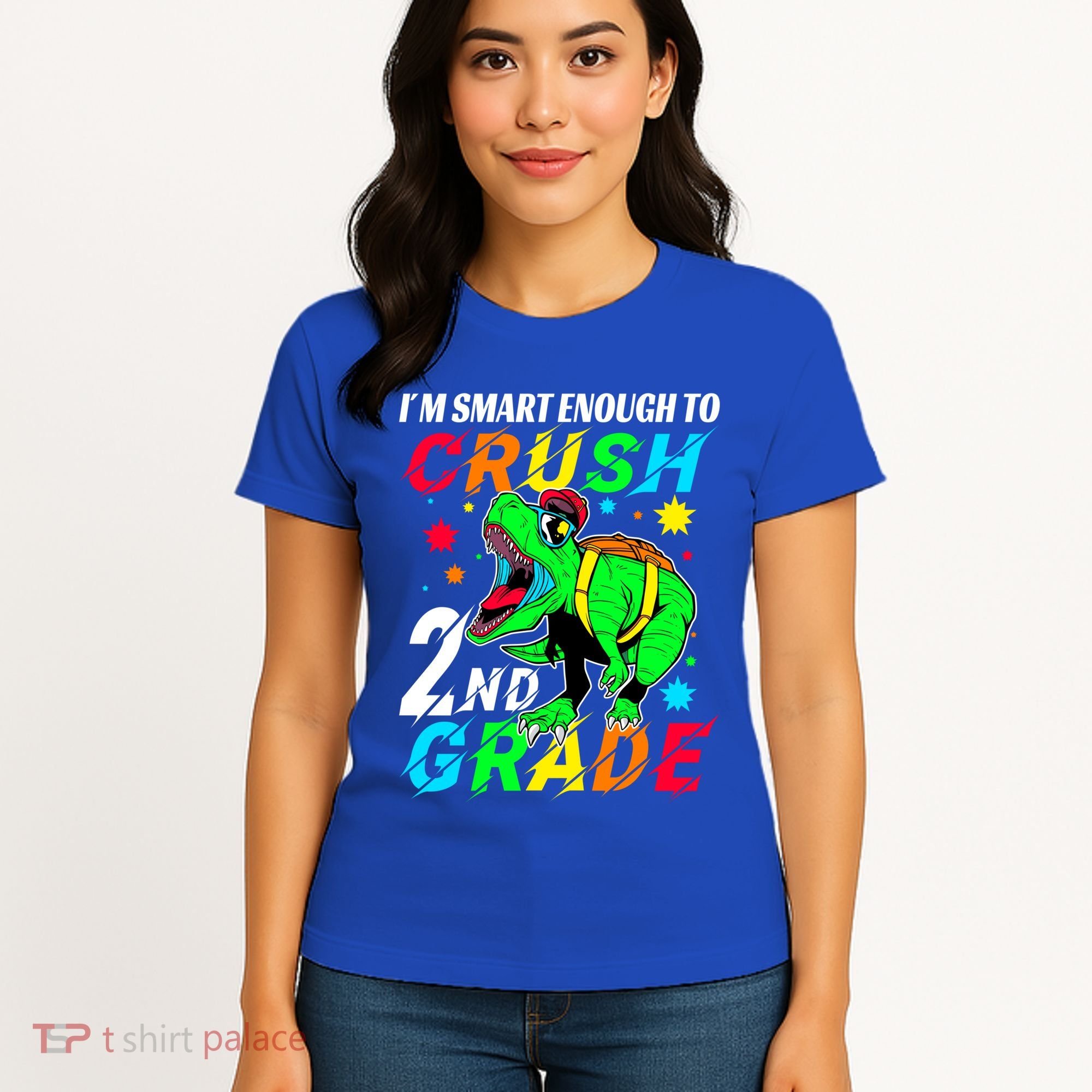 Crush 2Nd Grade Smart Dinosaur First Day Of Second Grade Cool Gift Women's T-Shirt