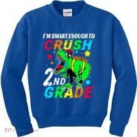 Crush 2Nd Grade Smart Dinosaur First Day Of Second Grade Cool Gift Kids Sweatshirt thumb 0