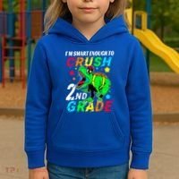 Crush 2Nd Grade Smart Dinosaur First Day Of Second Grade Cool Gift Kids Hoodie thumb 3