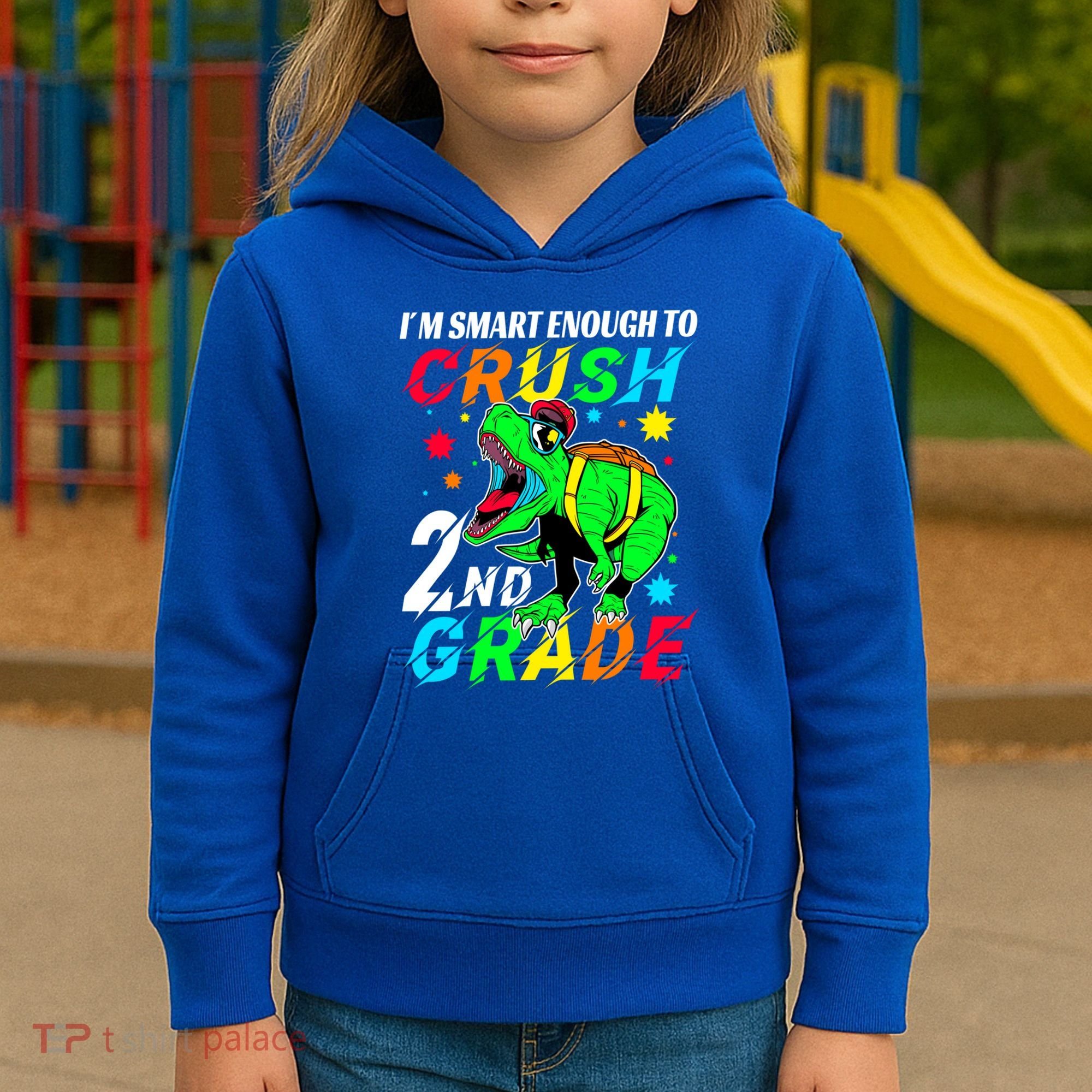 Crush 2Nd Grade Smart Dinosaur First Day Of Second Grade Cool Gift Kids Hoodie