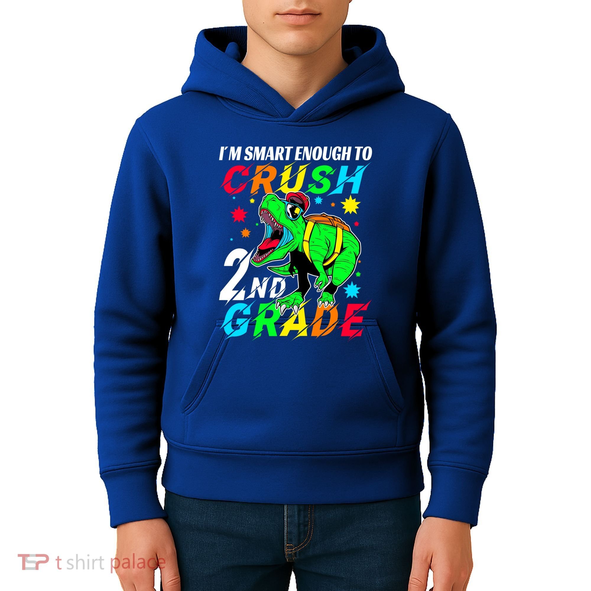 Crush 2Nd Grade Smart Dinosaur First Day Of Second Grade Cool Gift Kids Hoodie