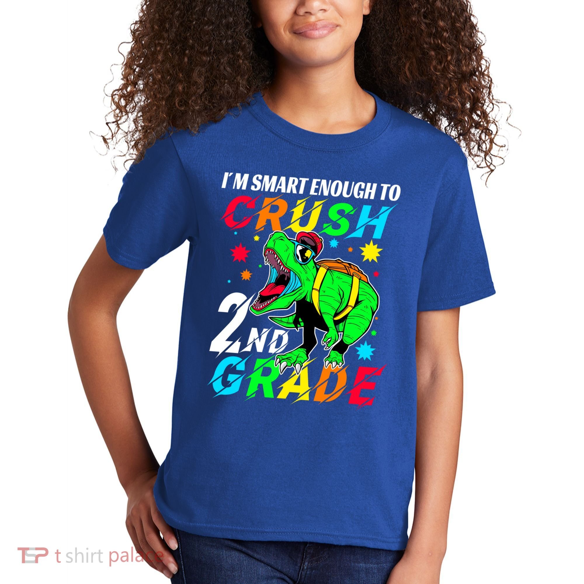 Crush 2Nd Grade Smart Dinosaur First Day Of Second Grade Cool Gift Kids T-Shirt