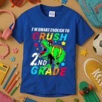 Crush 2Nd Grade Smart Dinosaur First Day Of Second Grade Cool Gift Kids T-Shirt thumb 3