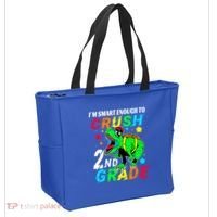Crush 2Nd Grade Smart Dinosaur First Day Of Second Grade Cool Gift Tote Bag thumb 2