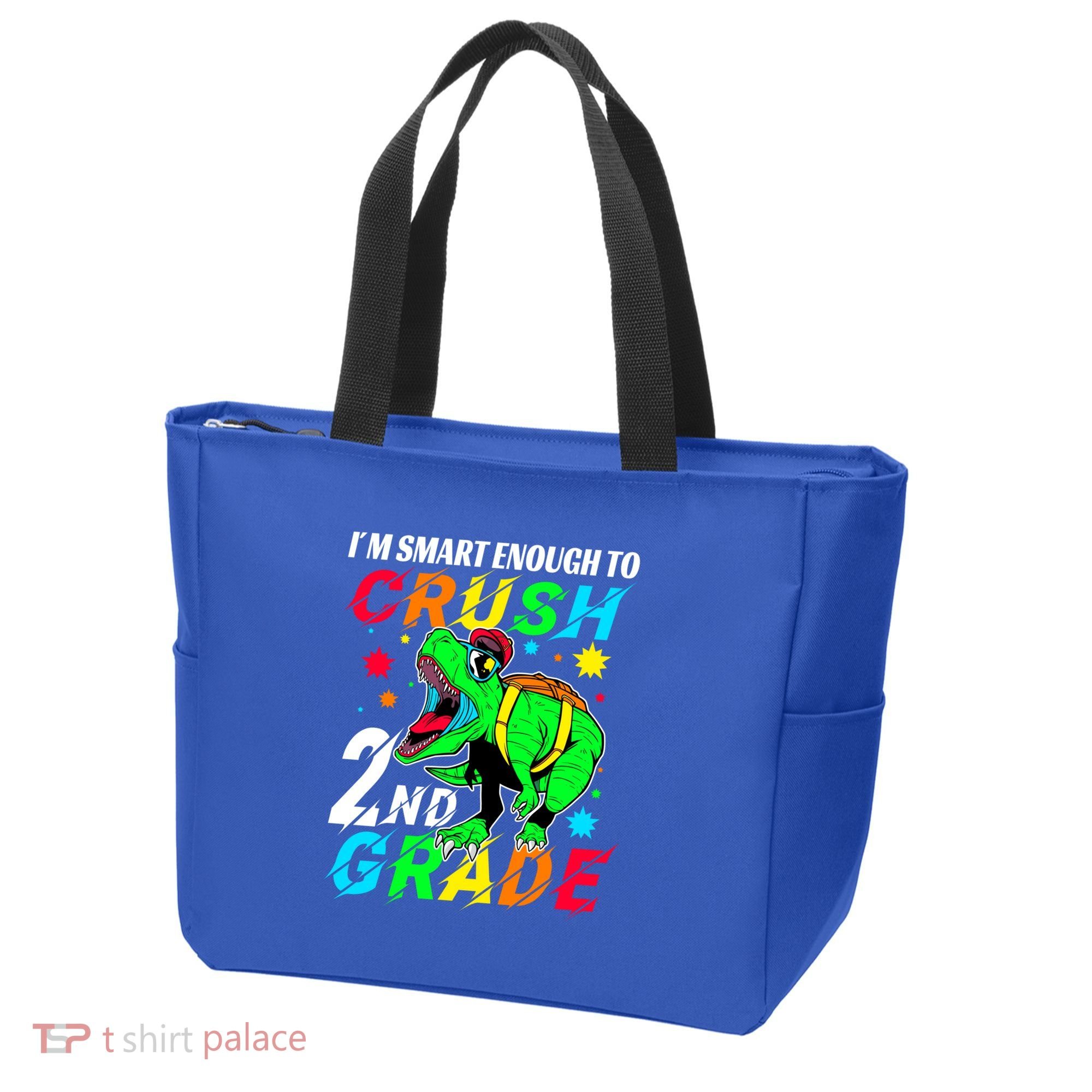 Crush 2Nd Grade Smart Dinosaur First Day Of Second Grade Cool Gift Tote Bag
