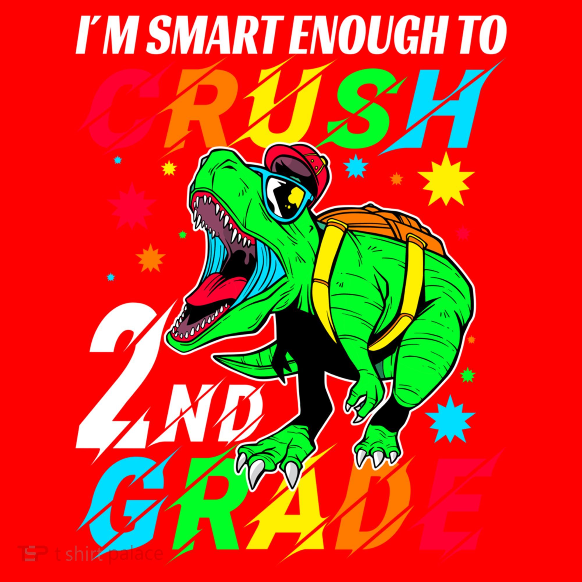 Crush 2Nd Grade Smart Dinosaur First Day Of Second Grade Cool Gift Santa Hat