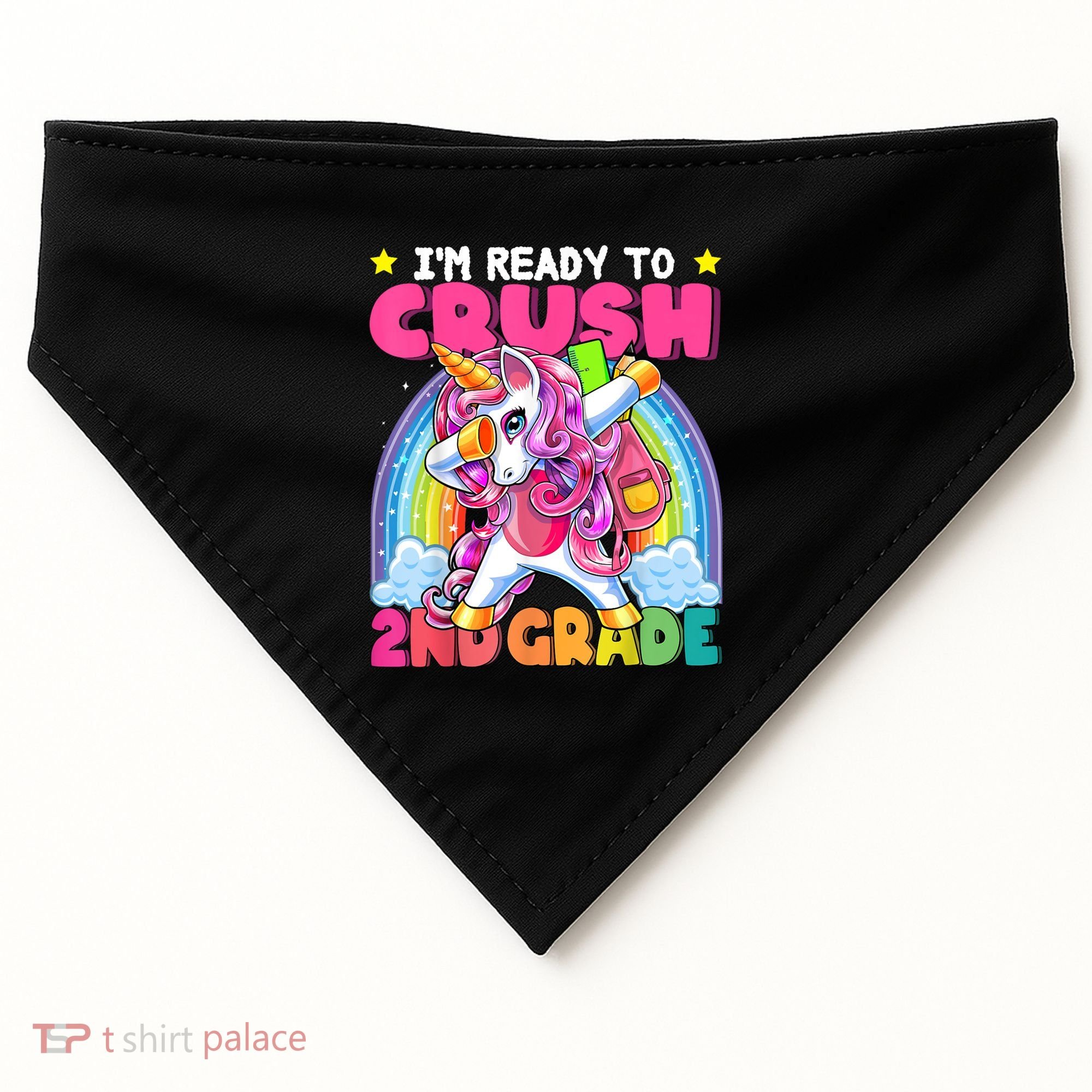 Crush 2nd Grade Dabbing Unicorn Back To School Girl Gift USA-Made Doggie Bandana